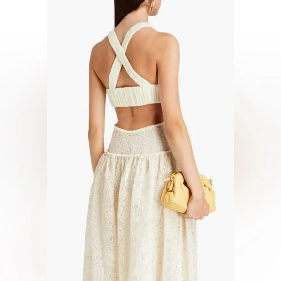 JONATHAN SIMKHAI Gabriela Ivory Lace Midi Dress - Picture 6 of 12